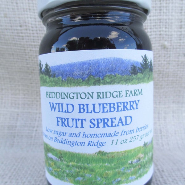 Maine wild blueberry fruit spread/wild blueberry fruit spread/blueberry jam/homemade jam/low sugar jam/berry jam/fruit spread/preserves