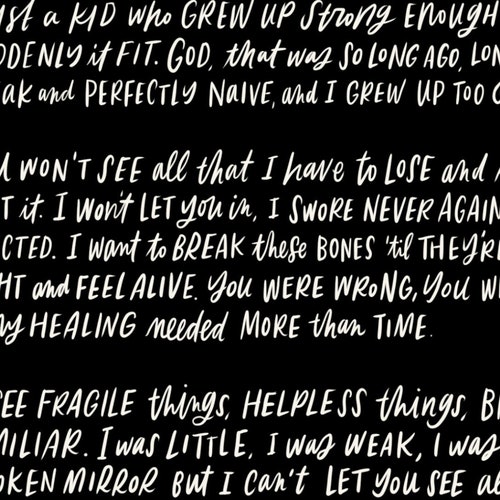 Sleeping at Last Lyrics two Handlettered Lyrics Etsy