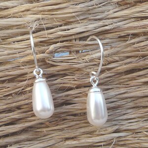 Boucles d'oreilles crochet argent Perle poire image 2