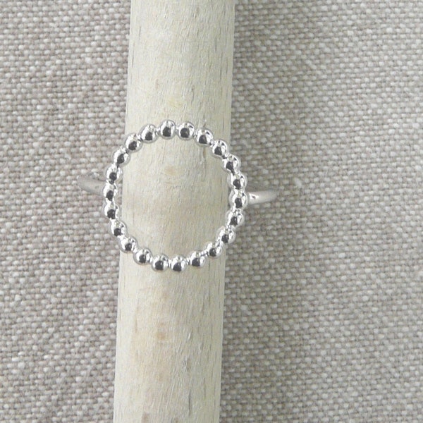 Bague argent "Anneau perlé"