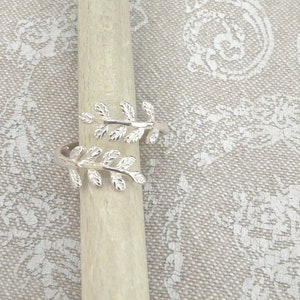 Adjustable silver ring &quot;Olive branch&quot;