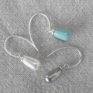 Boucles d'oreilles crochet argent Perle poire image 1