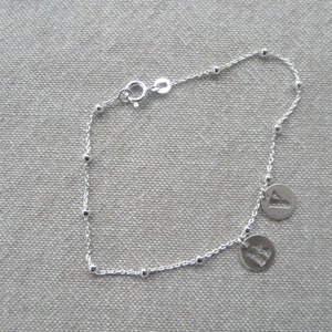 Silver bracelet Initial or number beaded chain image 2