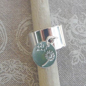 Large silver tassel ring &quot;Make a wish&quot;