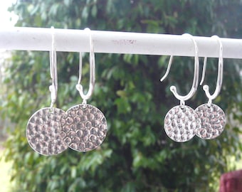 Boucles d'oreilles argent "Médaille martelée"