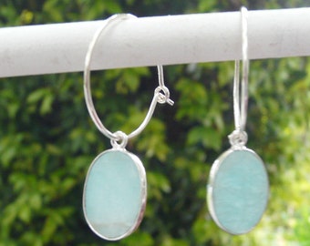 Silver earrings "Oval stone"