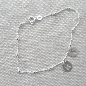 Bracelet argent "Chaîne perlée Initiale ou Chiffre"
