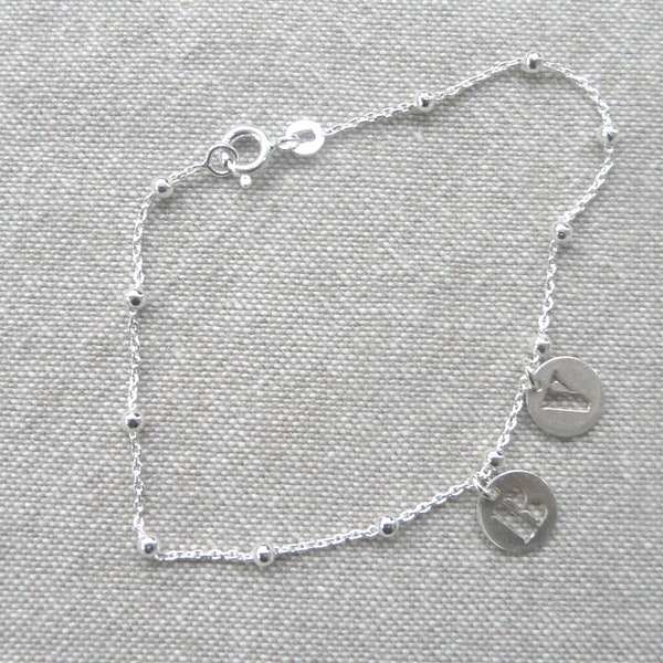 Silver bracelet "Initial or number beaded chain"