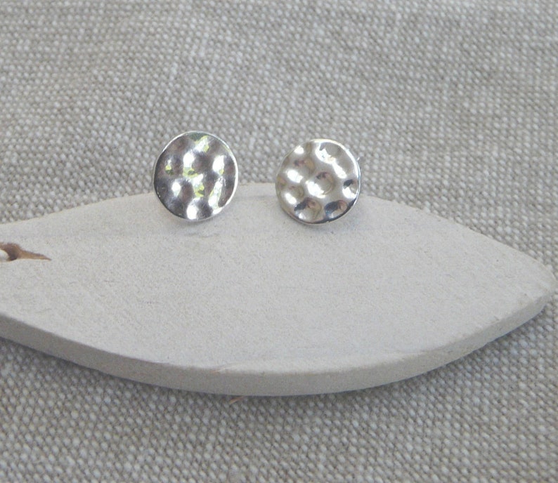 Boucles d'oreilles Rond martelé argent image 1