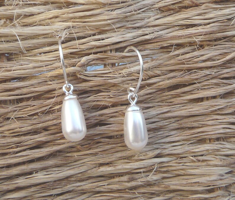 Boucles d'oreilles crochet argent Perle poire image 2