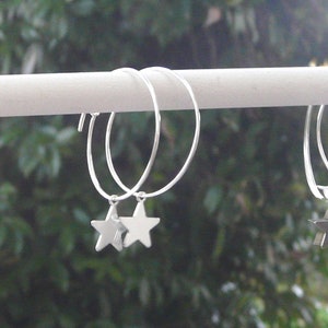 Fine Silver &quot;Stars&quot; Creole Earrings