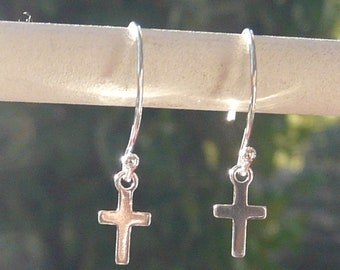 Small silver hoop "Little Cross"