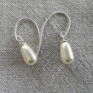 Boucles d'oreilles crochet argent Perle poire image 3