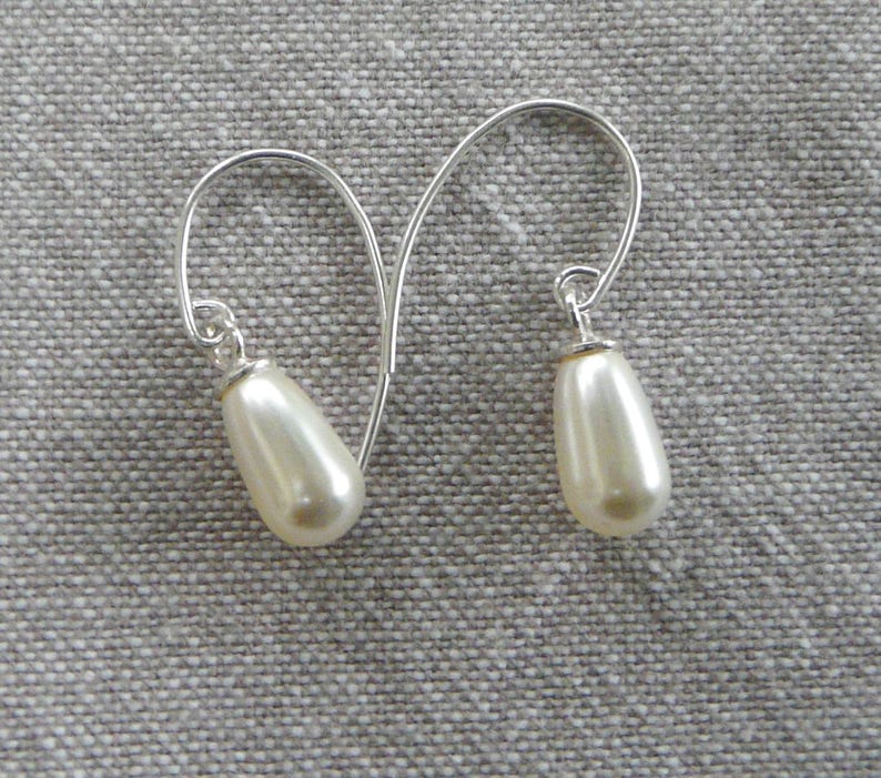 Boucles d'oreilles crochet argent Perle poire image 3