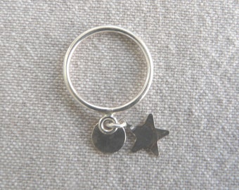 Silver tassel ring "Small medal/Star"