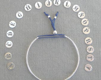 Bracelet argent demi-jonc rigide minimaliste "Initiales"