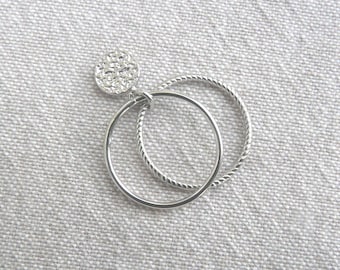 Bague deux anneaux argent "Pastille"