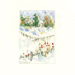 Snow On The Farm Original Watercolor image 6