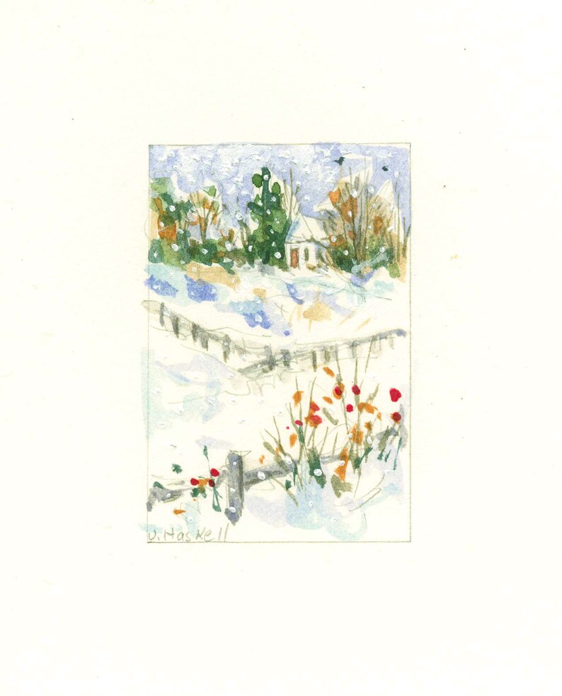 Snow On The Farm Original Watercolor image 6