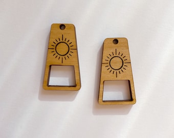 Indigo Rider - Macrame Earring Blank - Finding, Walnut, Alder, Wood, Boho, Sun, Geometric