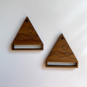 Mountains - Macrame Earring Blank - Finding, Walnut, Alder, Wood, Boho, Triangle, Geometric, landscape, outdoors