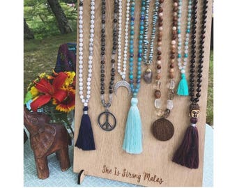 Mala Necklace Display w/ Custom Logo- 9 Necklaces {wooden display, lasercut display, custom branded display, craft show display}