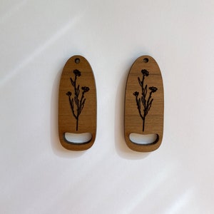 Floral Sprig - Macrame Earring Blank - Finding, Walnut, Alder, Wood, Boho, Flowers, Herbs