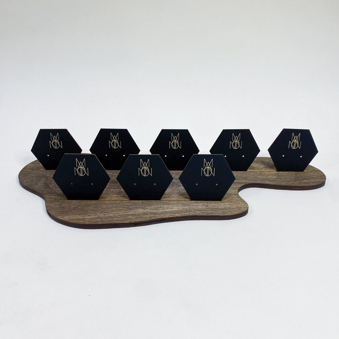 NEW Slotted Card Display Collection wood Display, Wavy, Modern, Earring ...