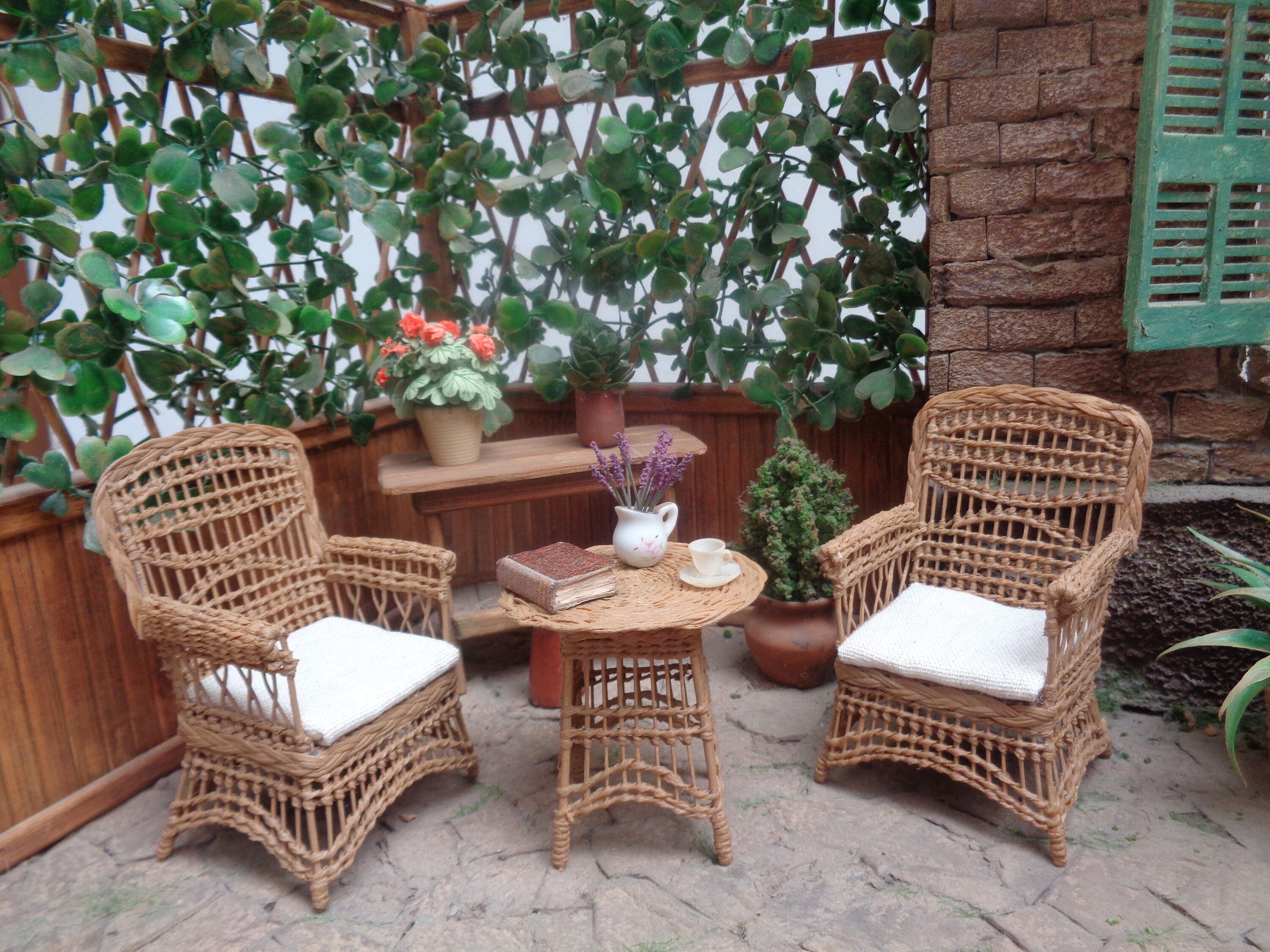 Dollhouse Miniature wicker set Scale 112 Dollhouse Etsy