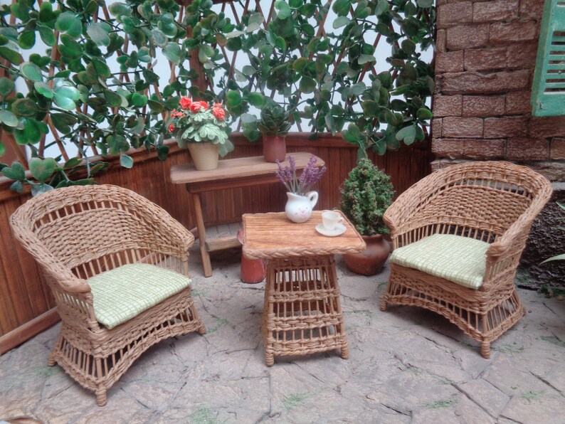 Dollhouse Miniature wicker set Scale 112 Dollhouse Etsy