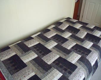 black and gray basket weave