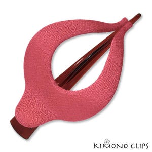 Harp large, red, Vintage Kimono, hair accessory, French Style hair clip, Chirimen fabric, Japanese fabric,