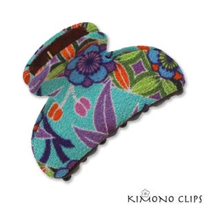 Kimono Clip, Vintage Kimono, hair accessory, French Style hair clip, Chirimen fabric, Japanese fabric, cherry blossom, floral