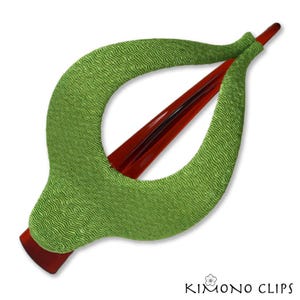 Harp large, red, Vintage Kimono, hair accessory, French Style hair clip, Chirimen fabric, Japanese fabric,
