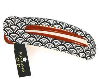 made with antique silk Japanese kimono fabric Medium 8cm Antique Silk Kimono Hair Clip