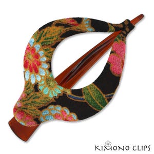 Harp large,Kimono Clips, Vintage Kimono, hair accessory, French Style hair clip, Chirimen fabric, Japanese fabric, violet