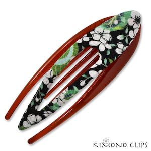 Großer Bogen, Kimono Clip, Vintage Kimono, Haar-Accessoire, Haarschmuck French Style, Chirimen Stoff, japanischer Stoff, Kirschblüte, geblümt