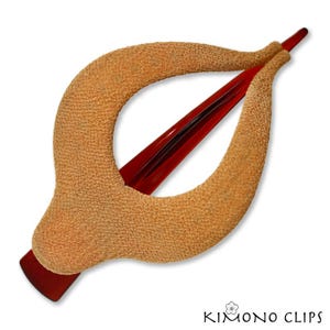 Harp large, red, Vintage Kimono, hair accessory, French Style hair clip, Chirimen fabric, Japanese fabric,