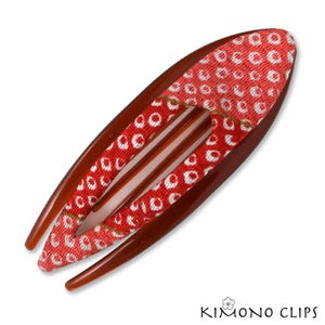 Medium Arch, Kimono Clip, Vintage Kimono, Haar-Accessoire, Haarspange im French Style, Chirimen-Stoff, japanischer Stoff, rot