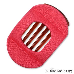 Kimono Clip, Vintage Kimono, pink, hair accessory, French Style hair clip, Chirimen fabric, Japanese fabric, floral, cherry blossom