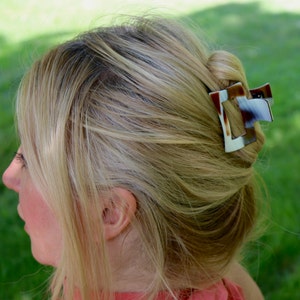 French hair Claw, Medium Rectangle, French hair clip, cellulose hair claw