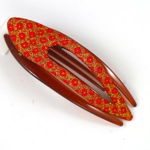 Medium Arch, Kimono Clip, Vintage Kimono, hair accessory, French Style hair clip, Chirimen fabric, Japanese fabric, floral