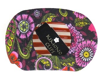 Schnalle, Kimono Clip, Vintage Kimono, Haar-Accessoire, Haarclip im French Style, Chirimen Stoff, japanischer Stoff, Blumen, Kirschblüte