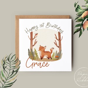 Carte d'anniversaire des enfants animaux des bois | Carte d'anniversaire Wild One | Carte 1er anniversaire | 2ème carte d'anniversaire | Carte d'anniversaire personnalisée pour enfants