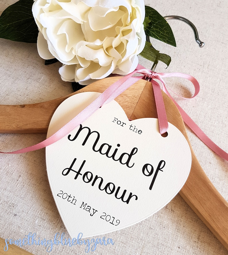 Wedding Hanger Tags for Bridesmaid Hangers or Bride Hanger. Heart Shaped Wedding Tags ideal for Bridesmaid Gift, Bridesmaid Proposal. 