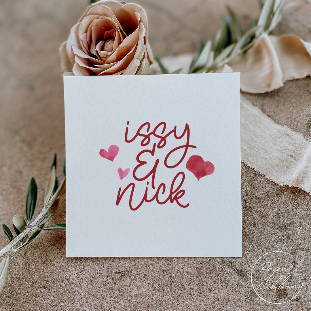 Personalised Names Valentines Day Card | Typography Valentines Card ...