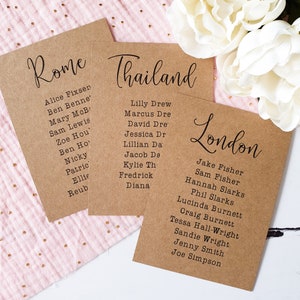 A6 Wedding Table Plan Cards in Cream, White or Kraft. Rustic Seating Plan. Wedding Decoration.