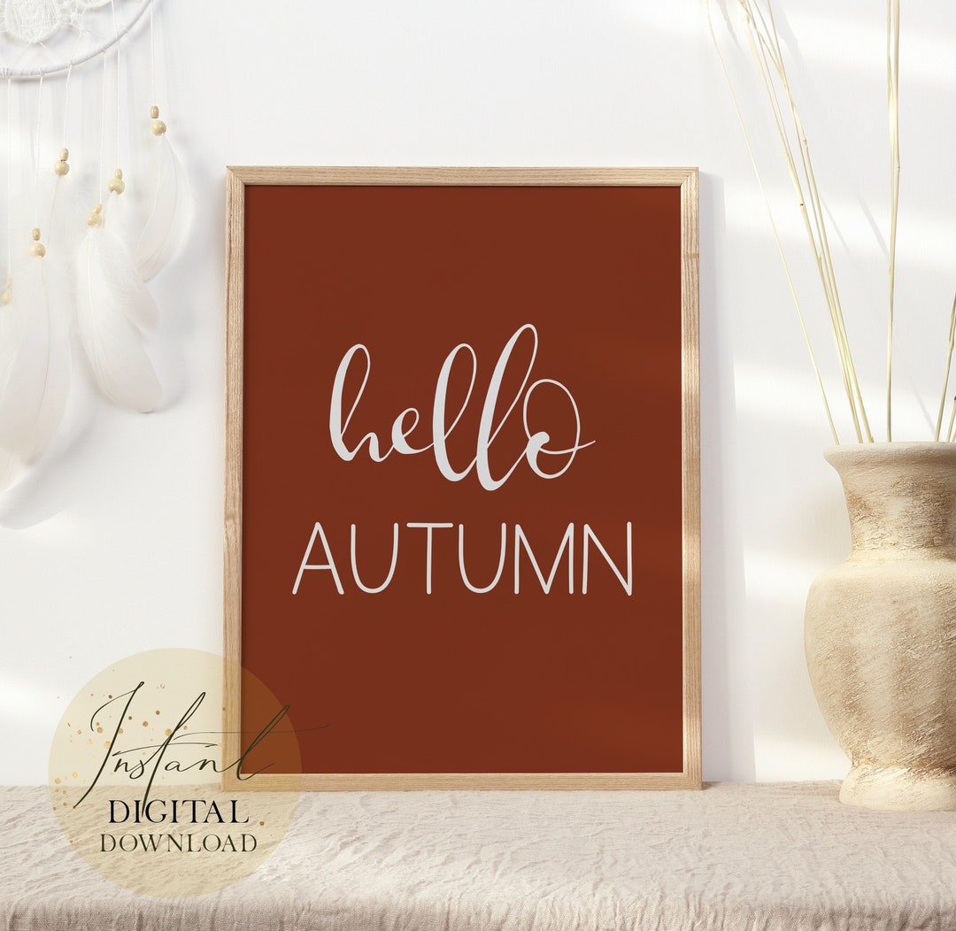 Hello Autumn Digital Art Print | Instant Digital Download | Fall Art ...