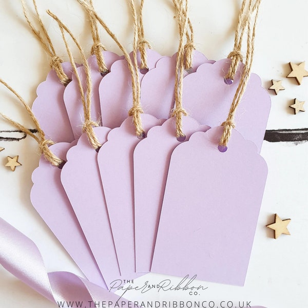 Lilac Blank Gift Tags, Pack of 10. Gift Labels for Christmas, Gift Wrapping, Wedding Decor or Party Planning. Pale Purple Gift Tags.