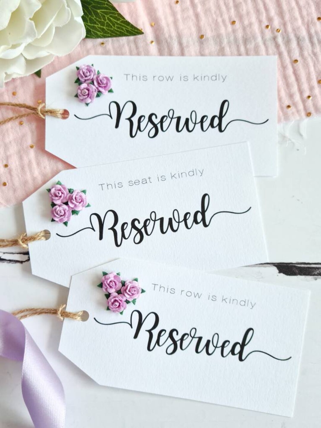 White Rustic Wedding Reserved Seat Tags | Wedding Reserved Row Tags ...